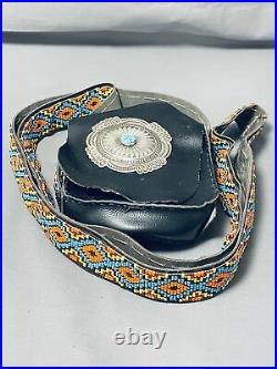 Very Rare Vintage Navajo Turquoise Sterling Silver Hand Beaded Purse