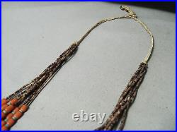 Very Rare Vintage Santo Domingo Coral Turquoise Heishi Necklace