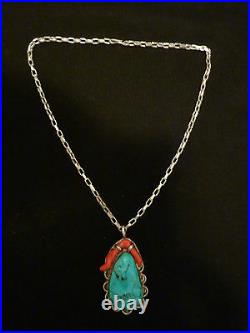 Very Rare Vintage Thomas Singer Early Hallmark Turquoise/coral Necklace
