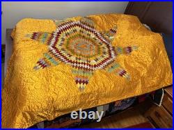 Very rare Native American Star Quilt, Satin, hand quilted star from 1921
