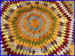 Very rare Native American Star Quilt, Satin, hand quilted star from 1921
