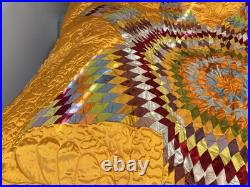 Very rare Native American Star Quilt, Satin, hand quilted star from 1921