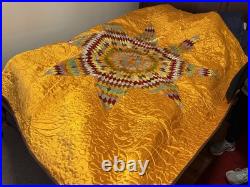 Very rare Native American Star Quilt, Satin, hand quilted star from 1921