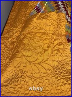 Very rare Native American Star Quilt, Satin, hand quilted star from 1921