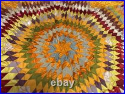 Very rare Native American Star Quilt, Satin, hand quilted star from 1921