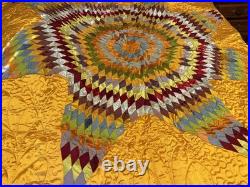 Very rare Native American Star Quilt, Satin, hand quilted star from 1921