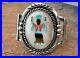 Vin-CHIEF-DODGE-NAVAJO-STERLING-MULTI-INLAY-GAN-DANCER-TALL-CUFF-BRACELET-WOW-01-adu