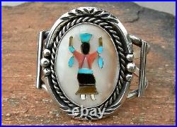 Vin CHIEF DODGE NAVAJO STERLING & MULTI-INLAY GAN DANCER TALL CUFF BRACELET. WOW