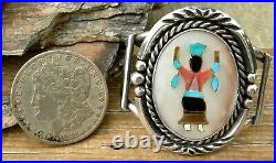 Vin CHIEF DODGE NAVAJO STERLING & MULTI-INLAY GAN DANCER TALL CUFF BRACELET. WOW