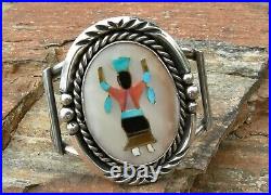 Vin CHIEF DODGE NAVAJO STERLING & MULTI-INLAY GAN DANCER TALL CUFF BRACELET. WOW