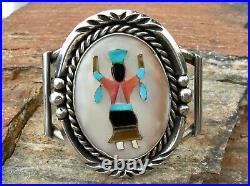 Vin CHIEF DODGE NAVAJO STERLING & MULTI-INLAY GAN DANCER TALL CUFF BRACELET. WOW