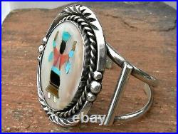 Vin CHIEF DODGE NAVAJO STERLING & MULTI-INLAY GAN DANCER TALL CUFF BRACELET. WOW