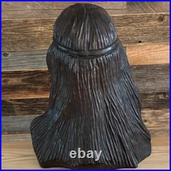 Vintage 10.5 Hand Carved Native American Chief Bust Wood Sculpture Rare Unique