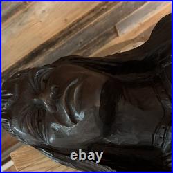 Vintage 10.5 Hand Carved Native American Chief Bust Wood Sculpture Rare Unique
