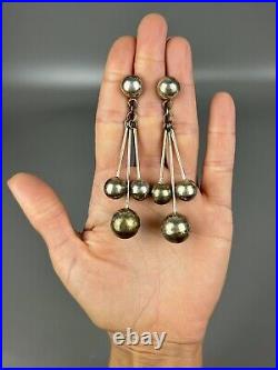 Vintage 1940's Old Pawn Harvey Era Navajo Sterling Silver Earrings SUPER RARE