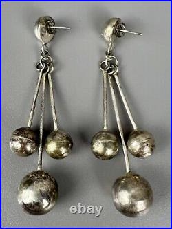 Vintage 1940's Old Pawn Harvey Era Navajo Sterling Silver Earrings SUPER RARE