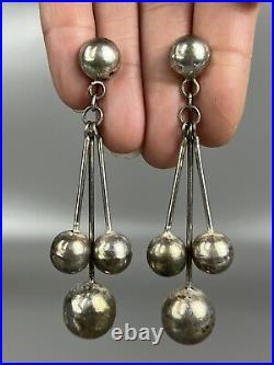 Vintage 1940's Old Pawn Harvey Era Navajo Sterling Silver Earrings SUPER RARE