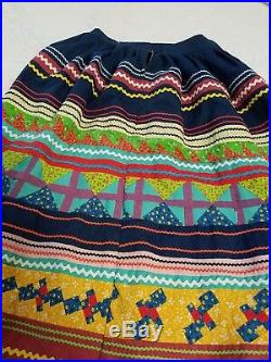Vintage 1950s Seminole Native American Patchwork Skirt Long Womens Rare