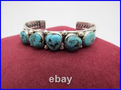 Vintage Beautiful Rare Navajo EB Edward Becenti Turquoise Sterling Cuff Bracelet