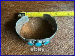 Vintage Fred Peshlakai Cuff! Rare! Wow! Hallmarked, 3 Blue Cabs, Rare! Size 7