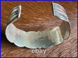 Vintage Fred Peshlakai Cuff! Rare! Wow! Hallmarked, 3 Blue Cabs, Rare! Size 7