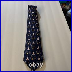 Vintage Hermes Tie 100% Silk 90s Blue Rare Native American Pattern Mens Hermès