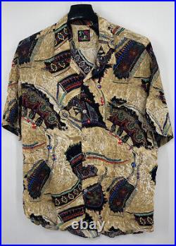 Vintage. JAMS WORLD Native American Pattern Hawaiian Shirt RARE! XXL