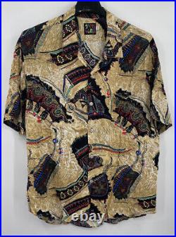 Vintage. JAMS WORLD Native American Pattern Hawaiian Shirt RARE! XXL