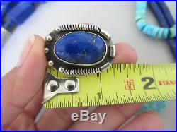 Vintage LARGE 1.25 RARE Lapis Lazuli Navajo Signed Sterling Ring sz 8.5