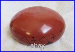 Vintage Maricopa Indian Pottery Rare Decorated Whirling Logs Design Bowl Vase
