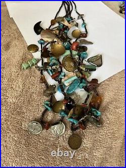 Vintage Mixed Materials Native American 3 Strands Necklace RARE