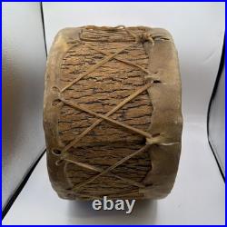 Vintage NATIVE AMERICAN TRIBAL Artifact Painted LOG DRUM 1920s RARE Large 16