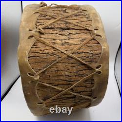 Vintage NATIVE AMERICAN TRIBAL Artifact Painted LOG DRUM 1920s RARE Large 16