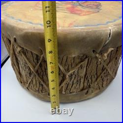 Vintage NATIVE AMERICAN TRIBAL Artifact Painted LOG DRUM 1920s RARE Large 16