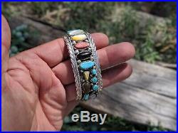 Vintage NAVAJO Cuff Silver Bracelet Rare Pow Wow Signed Native American Jewelry