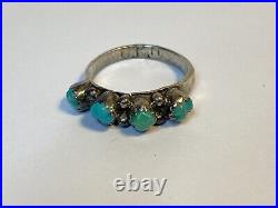 Vintage Native American CPH Silver Turquoise Ring Rare Zuni Charlie P Hannaweeke