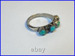 Vintage Native American CPH Silver Turquoise Ring Rare Zuni Charlie P Hannaweeke