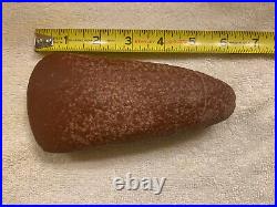 Vintage Native American Indian Grooved Axe Head Rare Red Stone
