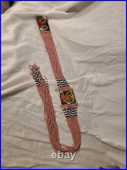 Vintage Native American Indian seed beaded ceremonial sash belt. Very rare