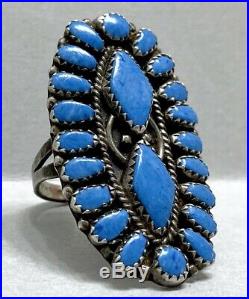 Vintage Native American Navajo Sterling Silver Blue Lapis Cluster Ring RARE