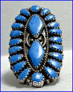 Vintage Native American Navajo Sterling Silver Blue Lapis Cluster Ring RARE