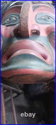 Vintage Native American Nwc Carved Mask Copper Quality Unique Rare
