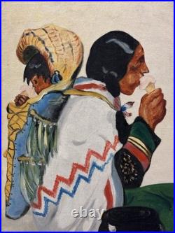 Vintage Native American Print Hemmets Journal 1938 Sweden, Rare Art Decor Gifts