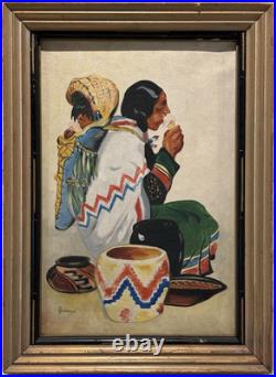 Vintage Native American Print Hemmets Journal 1938 Sweden, Rare Art Decor Gifts