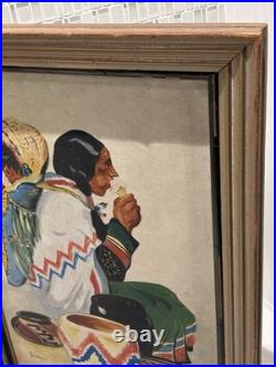 Vintage Native American Print Hemmets Journal 1938 Sweden, Rare Art Decor Gifts