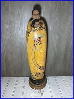 Vintage Native American RARE Handmade Pottery Skookum Doll Like Woman With Baby