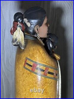 Vintage Native American RARE Handmade Pottery Skookum Doll Like Woman With Baby