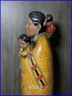 Vintage Native American RARE Handmade Pottery Skookum Doll Like Woman With Baby