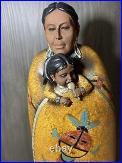 Vintage Native American RARE Handmade Pottery Skookum Doll Like Woman With Baby