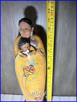 Vintage Native American RARE Handmade Pottery Skookum Doll Like Woman With Baby